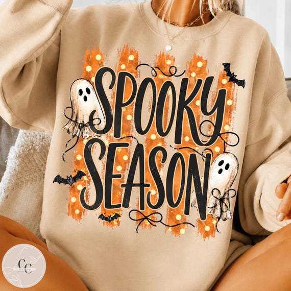 Spooky Season PNG, Halloween PNG, Ghost PNG, Coquette Halloween Png, Orange Halloween Sublimation Design, Cute Ghost Shirt Png, Fall Png
