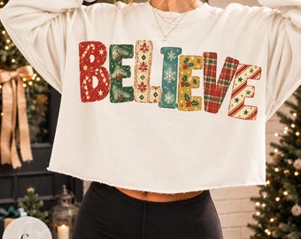 Believe Christmas PNG, Vintage Christmas Believe Design, Retro Holiday PNG, Christmas Shirt Design, Festive Christmas Sublimation