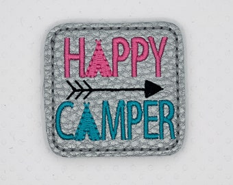 HAPPY CAMPER - Felties UNCUT Embroidered Vinyl/Felt Embellishments Appliques, Gray Pearl SCF106.1