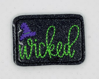 WICKED - Felties UNCUT Embroidered Vinyl/Felt UNCUT Embellishments Appliques, Black Glitter SCF101.6