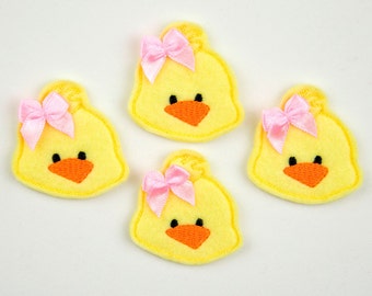 CHICK - Embroidered Felt Embellishments / Appliques - Pastel Yellow  (Qnty of 4) SCF1050