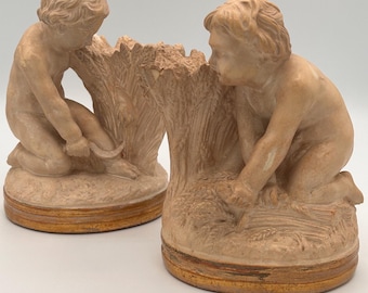 Vintage Borghese Niepolds cherubijn boekensteunen