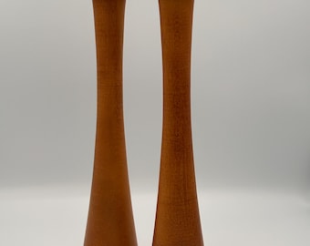 Mid-century Modern wood and copper salt and pepper set