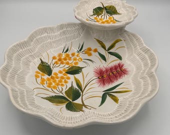 Vintage handgeschilderde schaal met friet