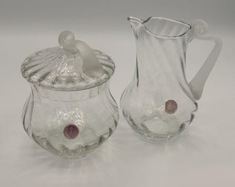 Conjunto vintage de cremeira e açucareiro Crystal Clear