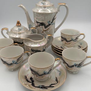 Vintage Japanese Moriage Dragonware tea set