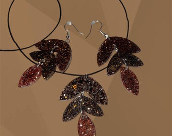 Cottagecore Resin Smyckeset - Löv, Körsbär