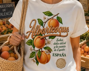 ALBARICOQUE ESPAÑA T-Shirt | Mediterranean Summer Graphic Tee | Spanish Fruit Market Shirt | Euro Summer Outfit | Vacation Travel Tee