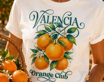 Valentino Orange Club-Shirt, Mittelmeersommer-T-Shirt, Euro-Sommer-Outfit, Spanien-Reise-Shirt, oranges grafisches T-Shirt, Urlaubsästhetik-T-Shirt