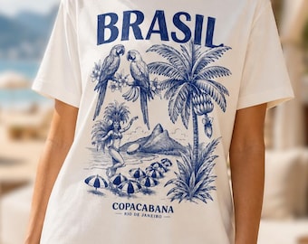 オーガニックコットン コパカバーナ グラフィックTシャツ、リオデジャネイロ トロピカルバケーションシャツ