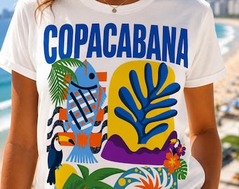 Copacabana T-Shirt, Brasilien Shirt, Tropisches Urlaubs T-Shirt, Brasilien T-Shirt, Sommer-Strand-Grafik-T-Shirt, Buntes Urlaubs-Outfit-Geschenk