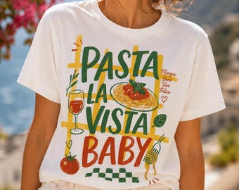 Pasta La Visvise Baby Shirt, Italienischer Sommer T-Shirt, Foodie Grafik-T-Shirt, Amalfiküste Urlaub Outfit, Pasta-Liebhaber Geschenk, Euro Sommer Ästhetik