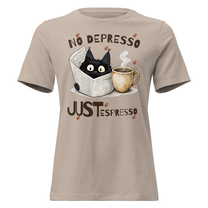 Funny Coffee Cat Shirt No Depresso Just Espresso, Cat Lover Gift, Cute Black Cat Tee, Coffee Lover Shirt, Funny Cat T-Shirt Women