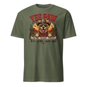Yee Paw Dog Shirt, Funny Country Concert Tee, Western Cowboy Dog T-Shirt, BBQ Party Shirt, Summer Festival Outfit, Gift for Dog Lovers