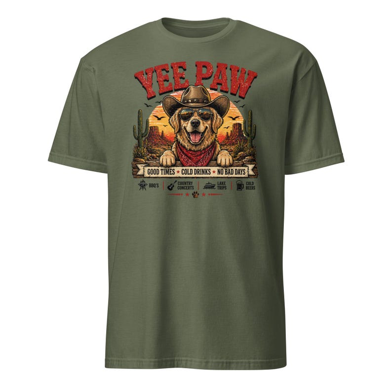 Yee Paw Dog Shirt, Funny Country Concert Tee, Western Cowboy Dog T-Shirt, BBQ Party Shirt, Summer Festival Outfit, Gift for Dog Lovers