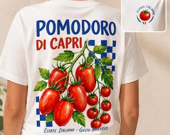 Pomodoro Di Capri Shirt, italienischer Sommer Ästhetik T-Shirt, Euro Sommer T-Shirt, Capri Italien Urlaub Shirt, Tomaten Grafik T-Shirt, Foodie Geschenk