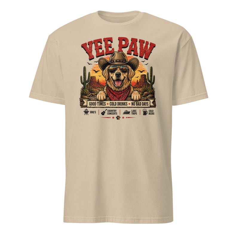 Yee Paw Dog Shirt, Funny Country Concert Tee, Western Cowboy Dog T-Shirt, BBQ Party Shirt, Summer Festival Outfit, Gift for Dog Lovers