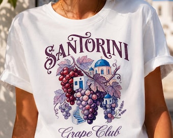 Santorini Shirt, Griechenland Urlaub Shirt, Santorini Grape Club T-Shirt, griechische Insel Shirt, mediterraner Sommer Shirt, Euro Sommer Outfit
