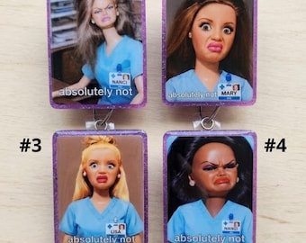 Barb Meme Badge Reel, Cringe Doll WTF, Nurse Badge Holder, Nurse Badge Reel Funny, Nurse ID Clip, Nurse Gift, ID Holder