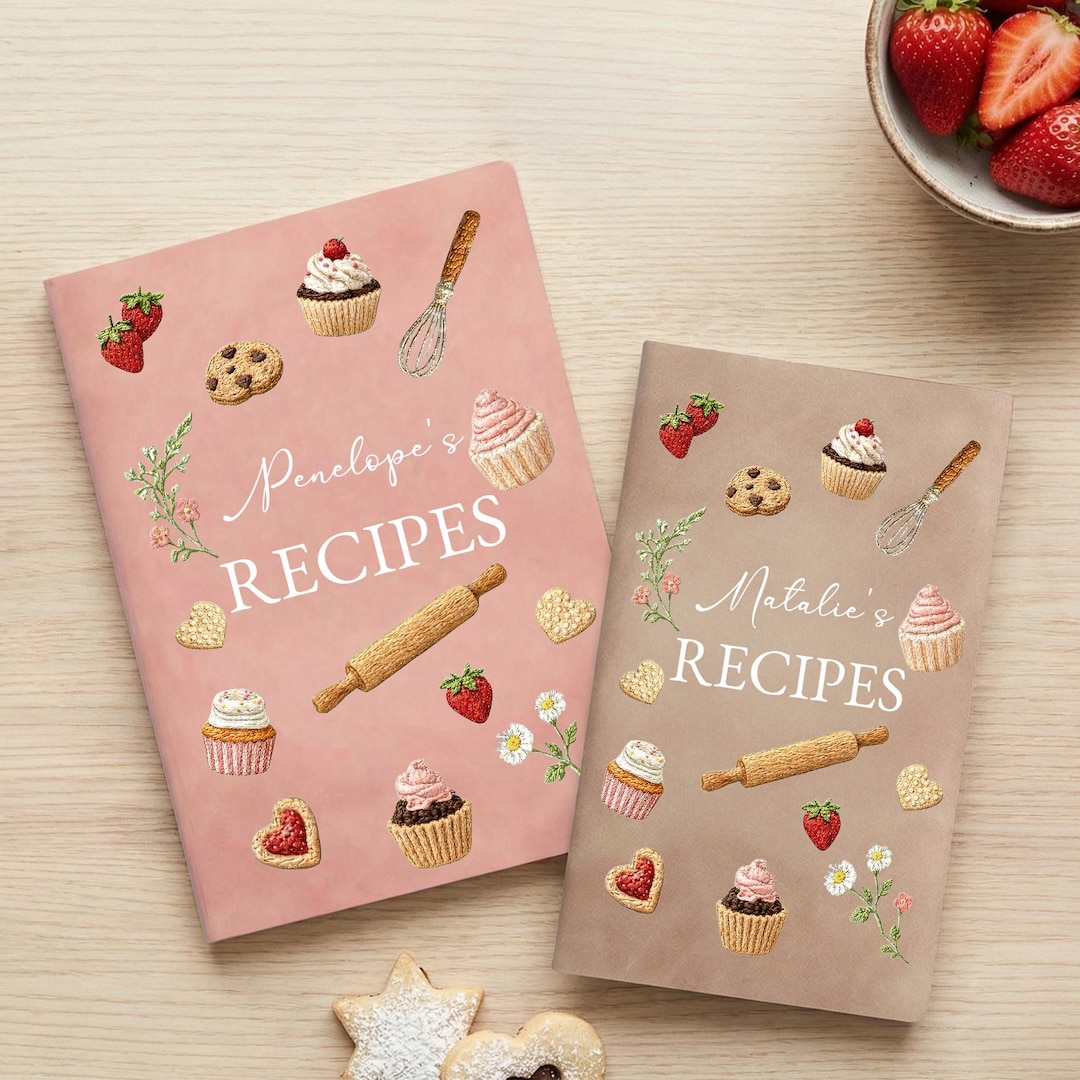Cookery Notebook Personalized Recipes Notebook With Name Multicolor A5/A6 Leather Recipe ...