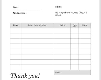 Plantilla de factura editable / Canva profesional para pequeñas empresas (descarga digital)