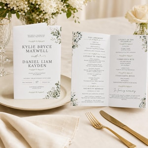 Wedding Program Template, Editable Wedding Itinerary, Minimalist Ceremony Program, DIY Printable Wedding Day Guide, Canva Program Cards DIY