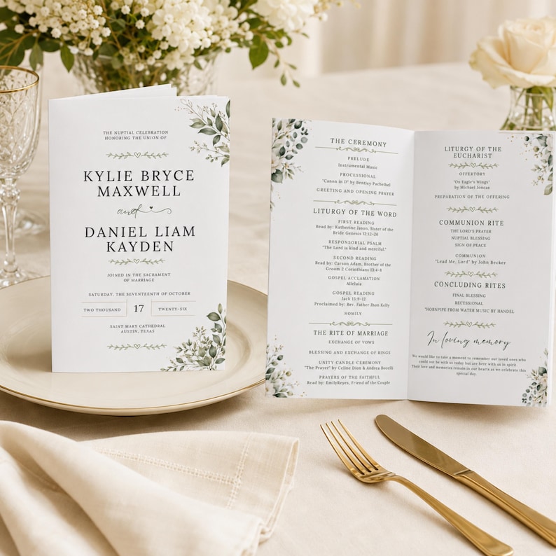 Wedding Program Template, Editable Wedding Itinerary, Minimalist Ceremony Program, DIY Printable Wedding Day Guide, Canva Program Cards DIY
