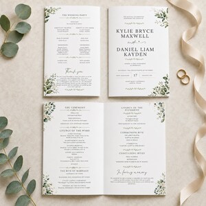 Wedding Program Template, Editable Wedding Itinerary, Minimalist Ceremony Program, DIY Printable Wedding Day Guide, Canva Program Cards DIY