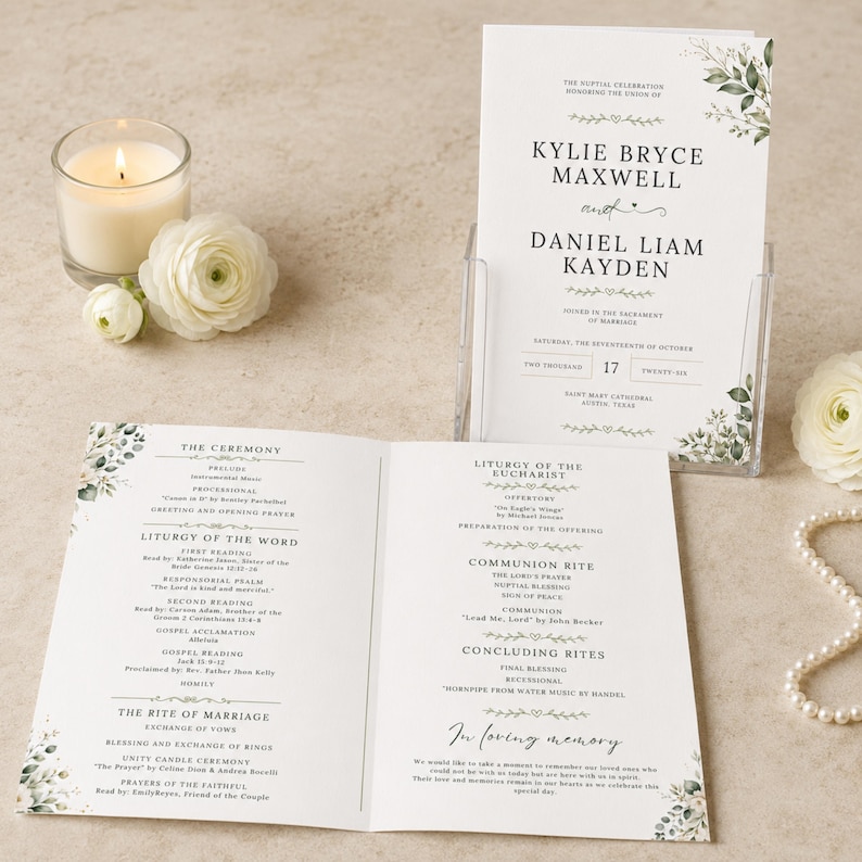 Wedding Program Template, Editable Wedding Itinerary, Minimalist Ceremony Program, DIY Printable Wedding Day Guide, Canva Program Cards DIY