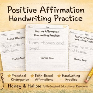 Catholic Affirmation Handwriting Practice for Kids | Bible Verse Copywork | Christian Homeschool Printable | Scripture Writing