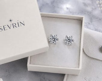 Moissanit Ohrstecker, Sterling Silber Ohrstecker, Geschenk für sie, Braut Ohrringe, Silber Ohrringe für jeden Tag