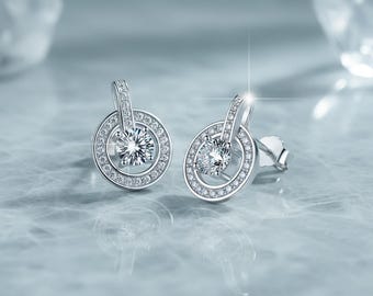 Moissanite Tropfen Ohrringe, S925 Silber Kreis Ohrringe, Minimalist Braut Ohrringe, Hochzeit Schmuck Geschenk für Sie