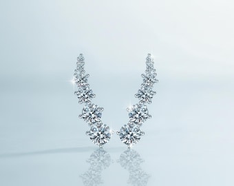 Moissanite Ohr Kletterer Ohrringe, S925 Silber Ohrringe, Brautschmuck Geschenk für Sie