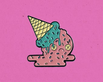 Ice Cream Cone Enamel Pin - Lapel Pin - Ice Cream Jewelry - Mr. Melty