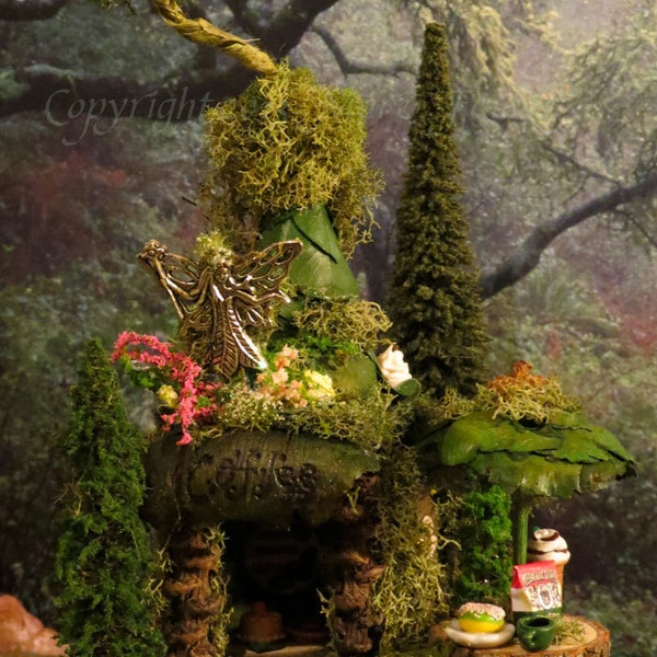 Fairy House, Woodland Village Coffee, Enchanting, Miniature House, Fairies, Fairy Houses, Woodland