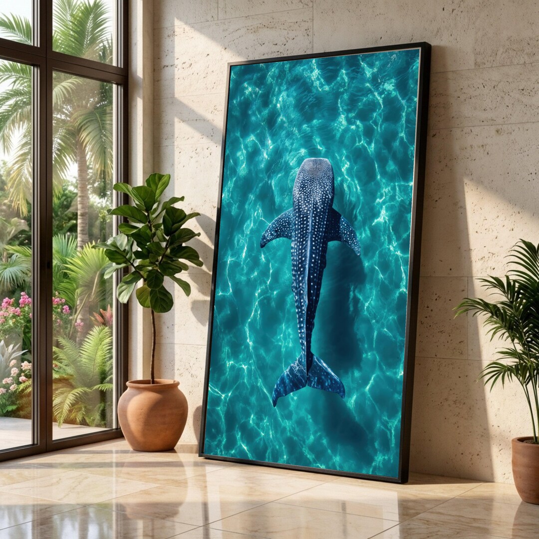 Majestic Whale Shark Canvas, Ocean Wildlife Art, Marine Life Wall Decor ...