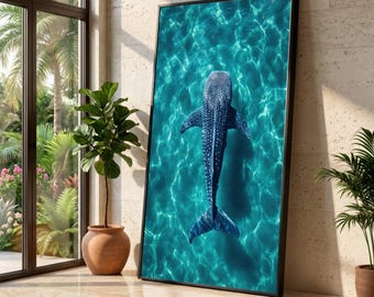 Majestic Whale Shark Canvas, Ocean Wildlife Art, Marine Life Wall Decor, Blue Sea Animal Canvas, Tropical Sea View, Ready to Hang