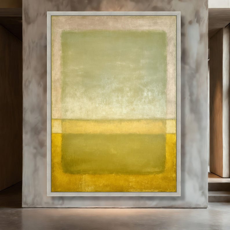 Mark Rothko Abstract 8423, Modern Minimalist Canvas, Green and Yellow Blocks, Premium Museum Quality Wall Art, Ready to Hang Home Decoration image 5