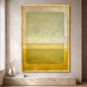 Mark Rothko Abstract 8423, Modern Minimalist Canvas, Green and Yellow Blocks, Premium Museum Quality Wall Art, Ready to Hang Home Decoration image 3