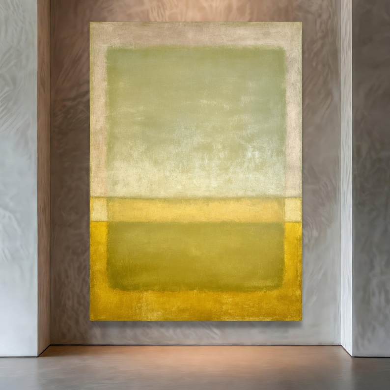 Mark Rothko Abstract 8423, Modern Minimalist Canvas, Green and Yellow Blocks, Premium Museum Quality Wall Art, Ready to Hang Home Decoration image 2