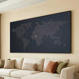 Canvas med global kretskortskarta, teknikväggkonst, modern digital världsdekor, elektroniktema-canvas, teknikkontorsdekoration