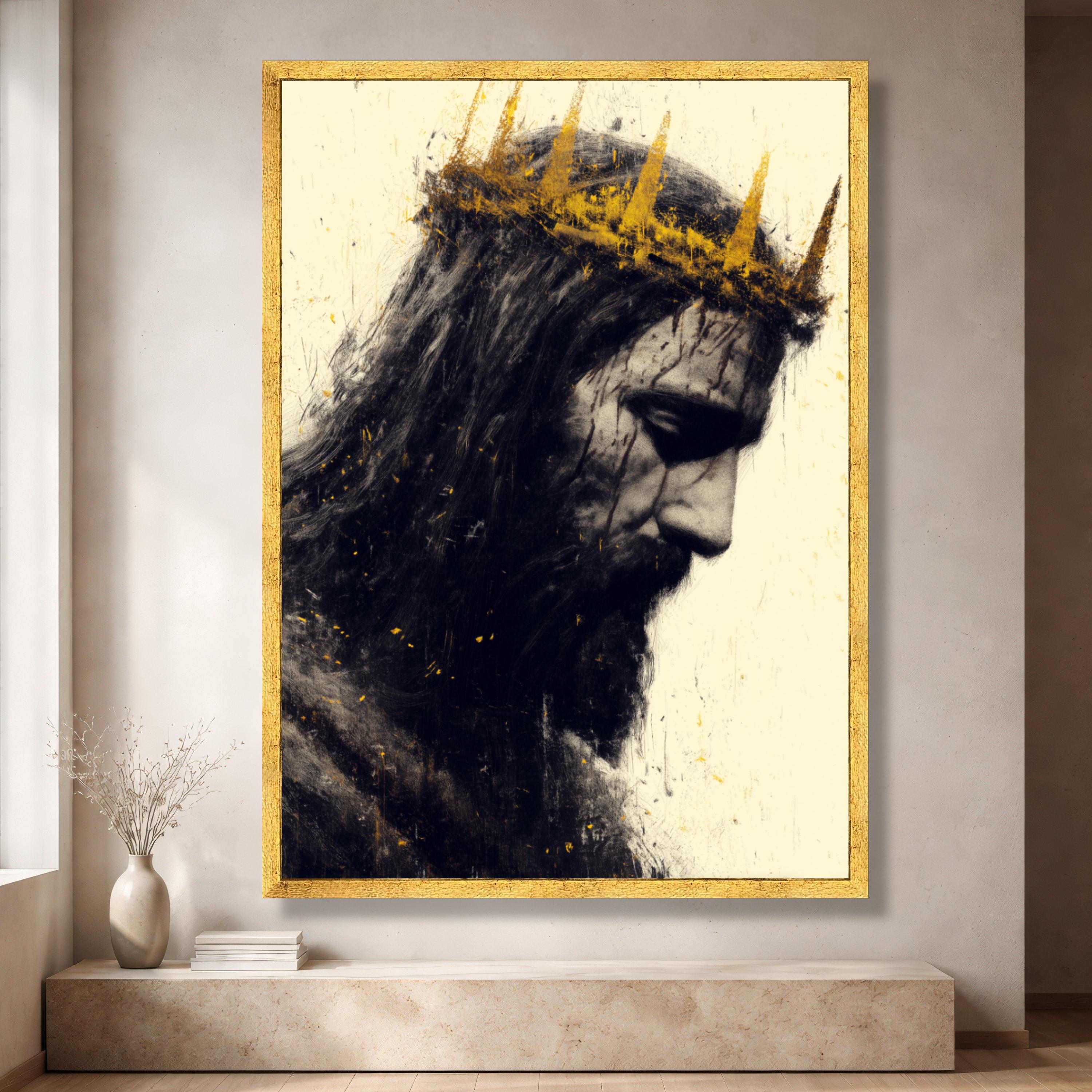 Jesus Christ Crown of Thorns Canvas, Spiritual Religious Wall Art ...