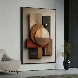 Earth Tone Abstract Geometry Canvas, Modern Rustic Wall Art, Shapes Canvas, Contemporary Home Decor, Geometric Design Artwork