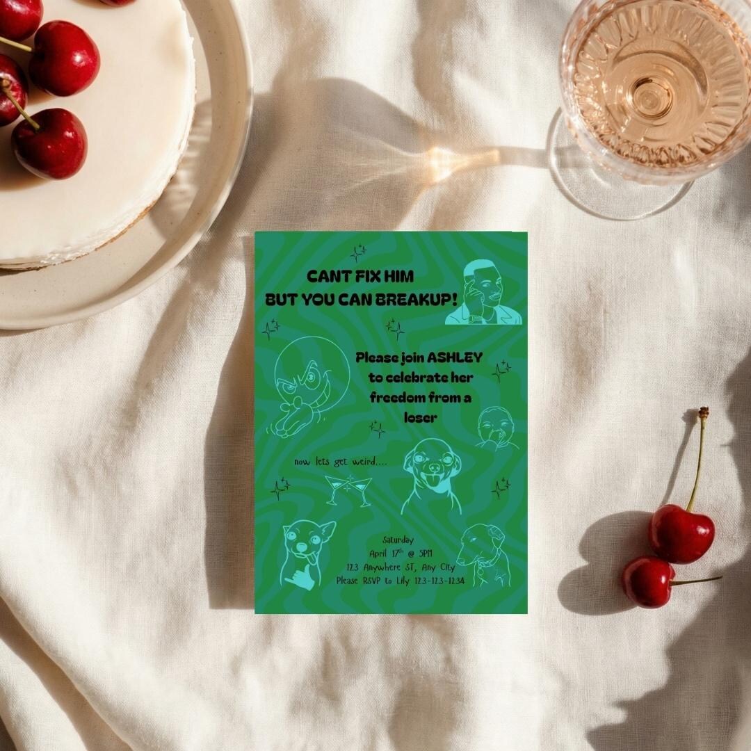 Funny Breakup Party Invite Meme, Editable Canva Template, Newly Single ...