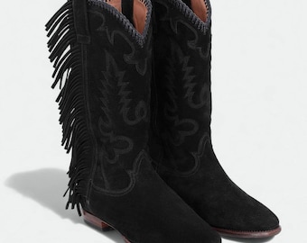 新作ハンドメイド純スエードレザー製メンズカウボーイブーツ