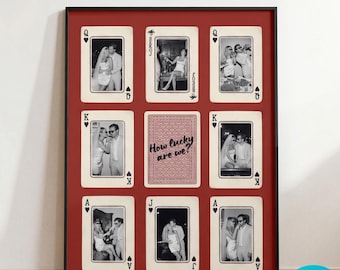 Personalized Playing Card Photo Collage Print, Anniversary Couple Gift (Digital Download)