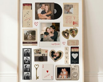 Editable Matchbook Poster Template, Custom Matchbox Couple Photo Collage, Anniversary Gift Digital Download