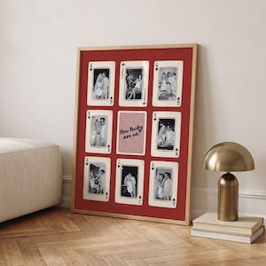 Personalized Playing Card Photo Collage Print, Couple How Lucky Are We Wall Art Poster, Anniversary Wedding Gift, Wall Art Poster image 6