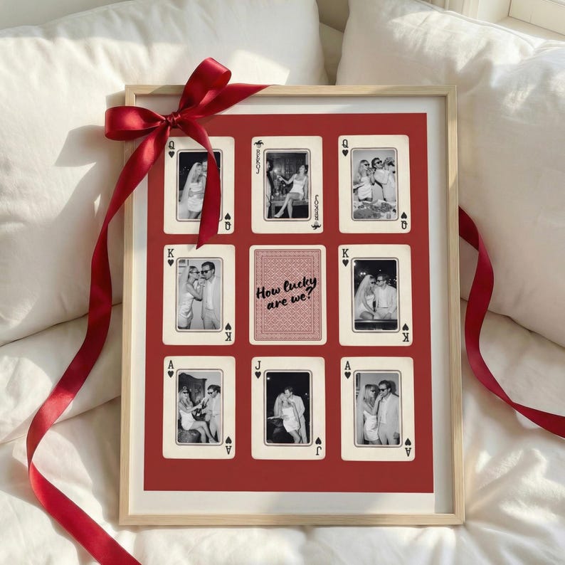 Personalized Playing Card Photo Collage Print, Couple How Lucky Are We Wall Art Poster, Anniversary Wedding Gift, Wall Art Poster image 10
