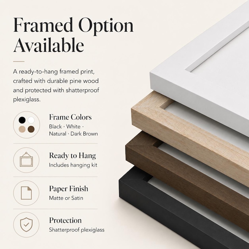 Print only and framed options for personalized playing card photo poster, with clear choice between unframed print and ready-to-hang frame.
